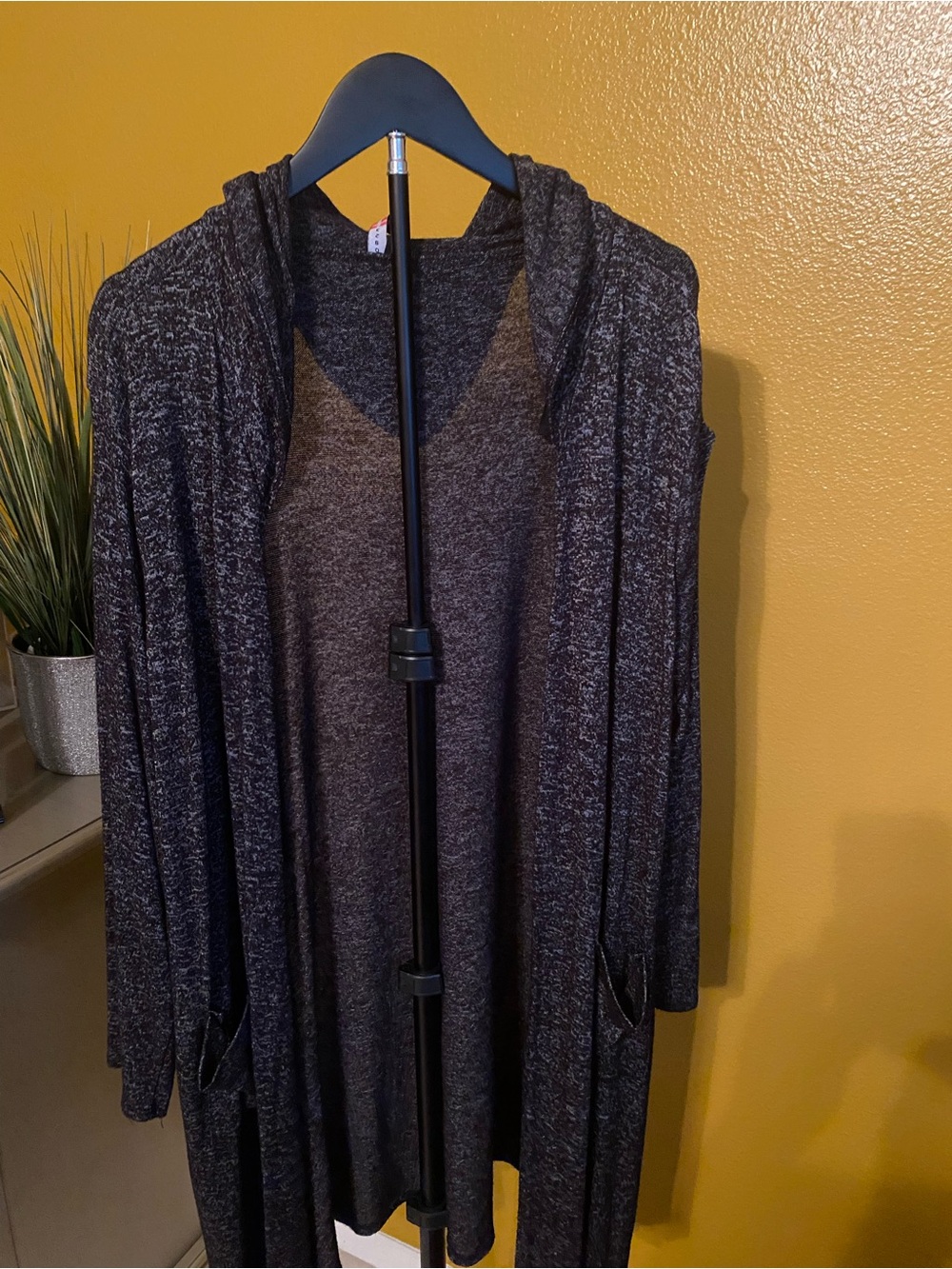 Cozy Open-Front Hooded Cardigan - Dark Heather Gray
